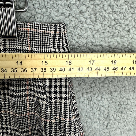 LOFT Wide Leg Pants Womens 10 Black‎ Houndstooth Plaid Linen Blend Preppy Career - Picture 5 of 7